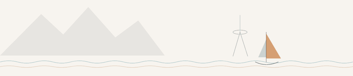Line-art illustration of Mount Rainier, the Space Needle, and a sailboat on the water